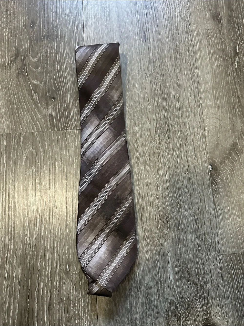 Alfani Brown and Light Taupe Striped Tie